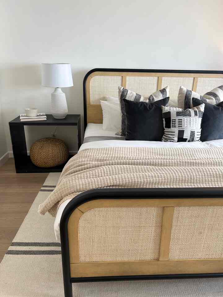 Casual coastal vibes but make it timeless and elevated! #bedroom #bedroominterior #bed #bedding #bedframe #beddingset 