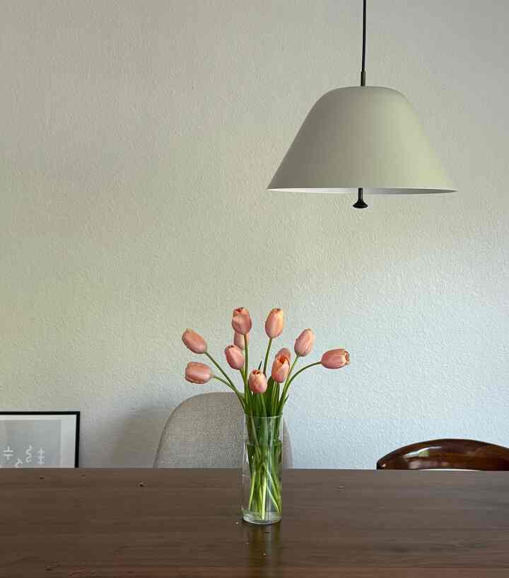 Keindahan dalam kesederhanaan 🌷

#minimalinterior #wooddiningtable #springflowers #pendantlight